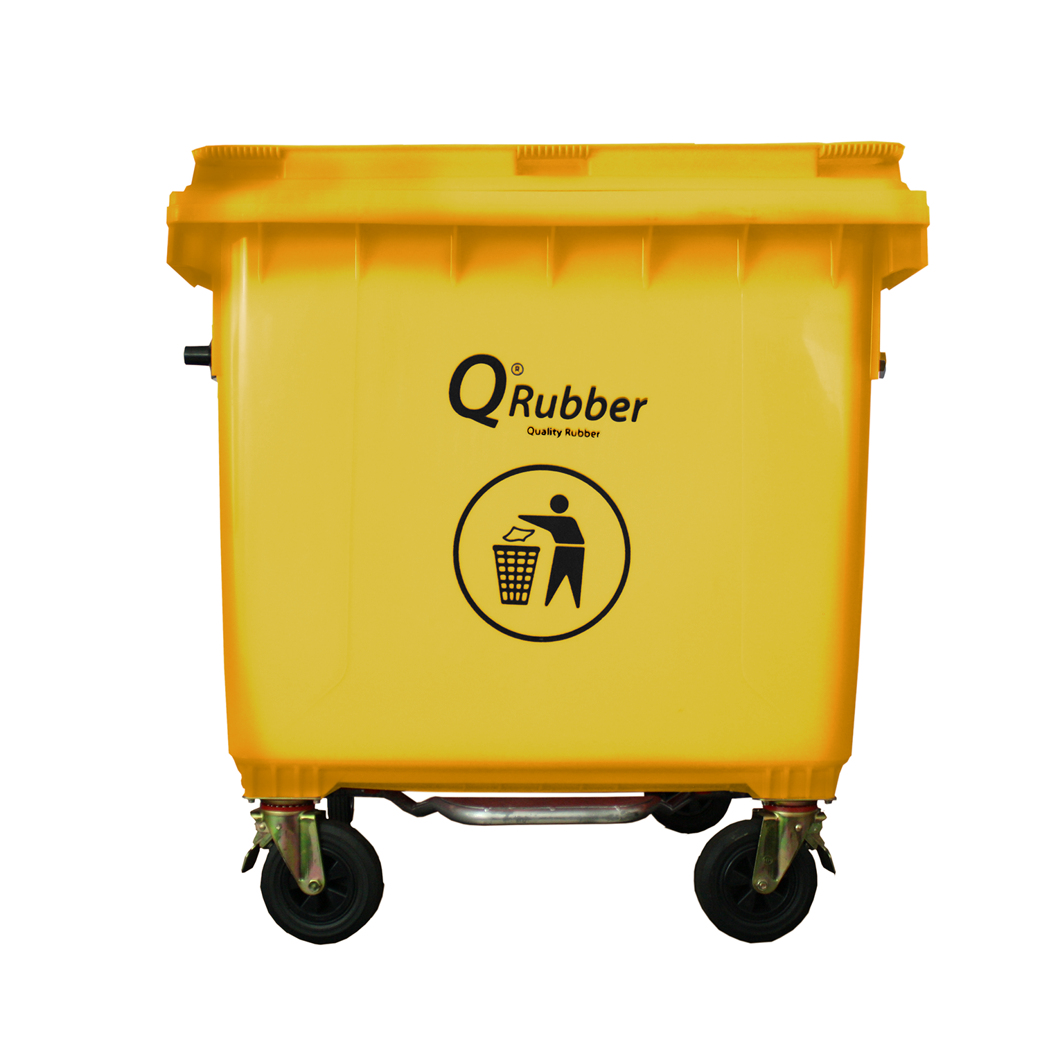 Basurero Contenedor Basura 1100 lts amarillo pedal QRubber