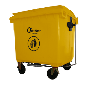Contenedor de basura 1100lts con pedal color amarillo