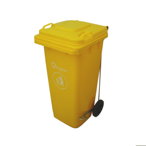 Contenedor de basura 120lts con pedal color amarillo