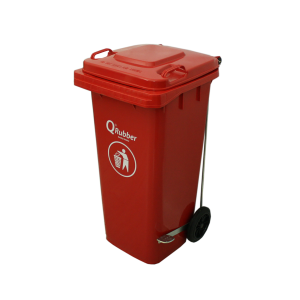 Contenedor de basura 120lts con pedal color rojo