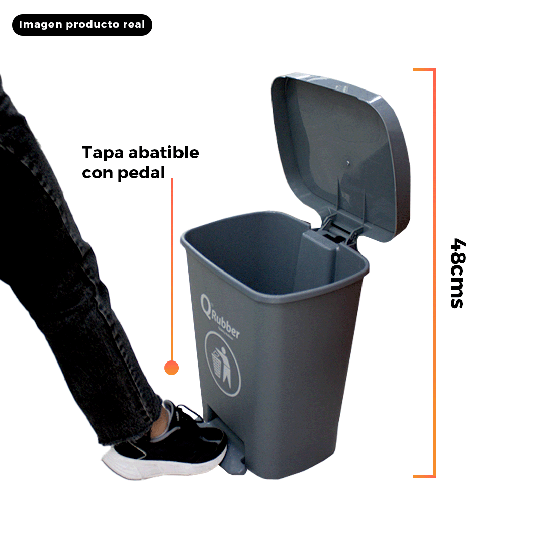 Contenedor de basura D 30lts con pedal color amarillo - Imagen 2