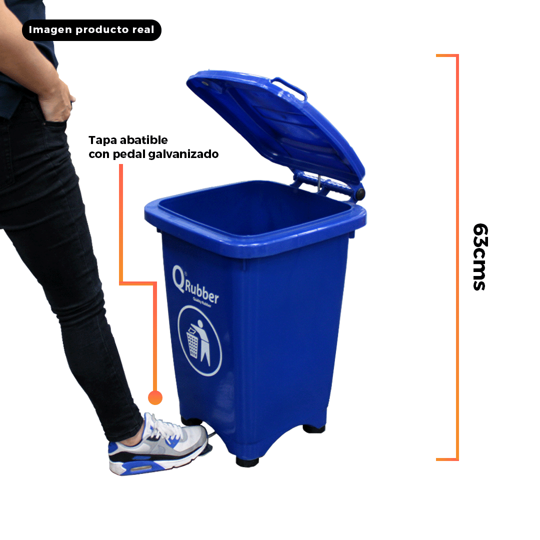 Contenedor de basura C 50lts con pedal metálico - Café - Imagen 3
