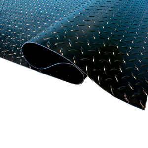 Piso de goma antideslizante en rollo - diamantado/negro 3mmx1x2mt