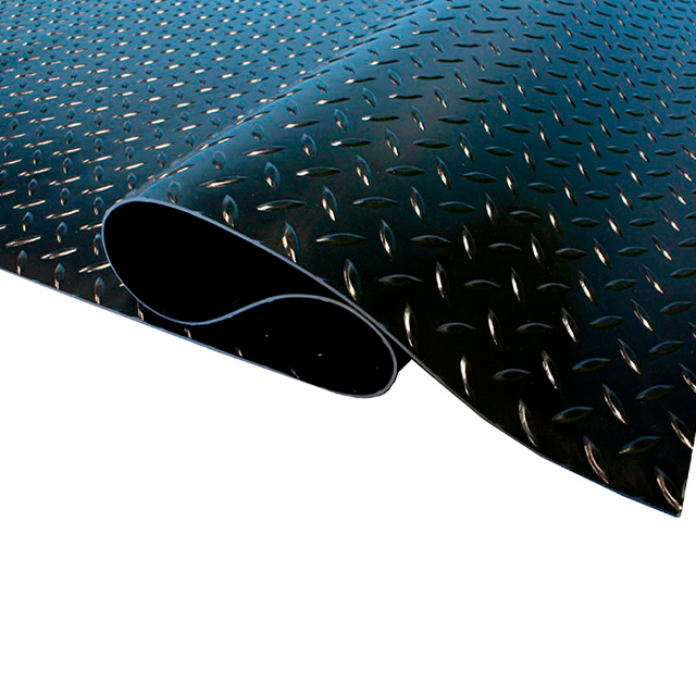 Piso de goma antideslizante en rollo - diamantado/negro 3mmx1x2mt