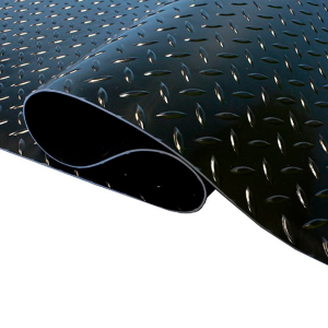 Piso de goma antideslizante en rollo Tipo diamantado 3mmx1.6x20mts color negro