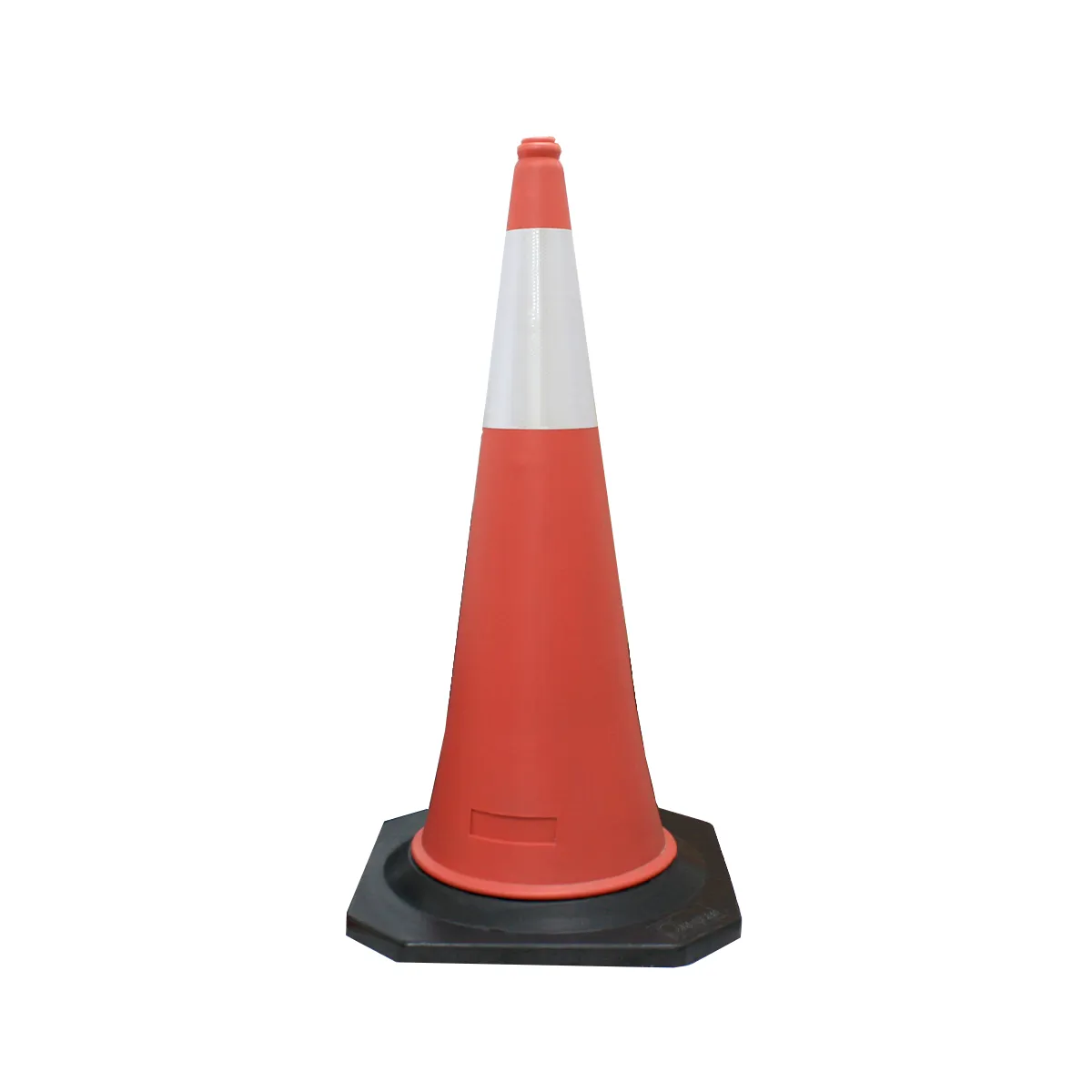 Cono de tráfico PE color naranjo 100cm (39") con cinta y base de caucho