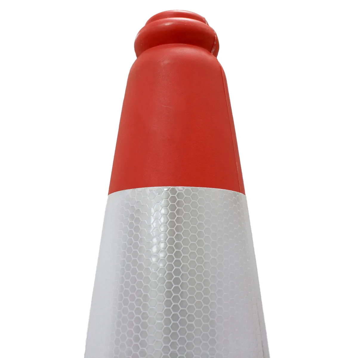 Cono de tráfico PE color naranjo 100cm (39") con cinta y base de caucho - Imagen 2