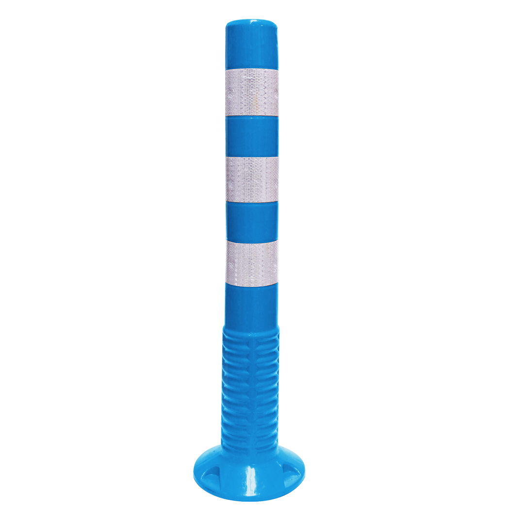 Hito vialidad poliuretano 75cm con 3 cintas - Azul