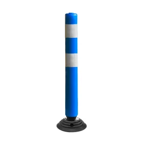 Hito vialidad PVC 83cm abatible con 2 cintas - Azul