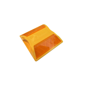 Tacha vial 10x10x2cm doble reflectivo color amarillo con base arenosa
