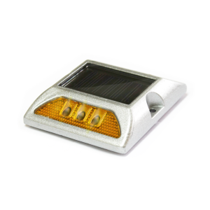 Tacha vialidad solar sin vástago 12,5x10,5x2,5cm doble Led - Amarillo