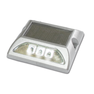 Tacha vialidad solar sin vástago 12,5x10,5x2,5cm doble Led - Blanco