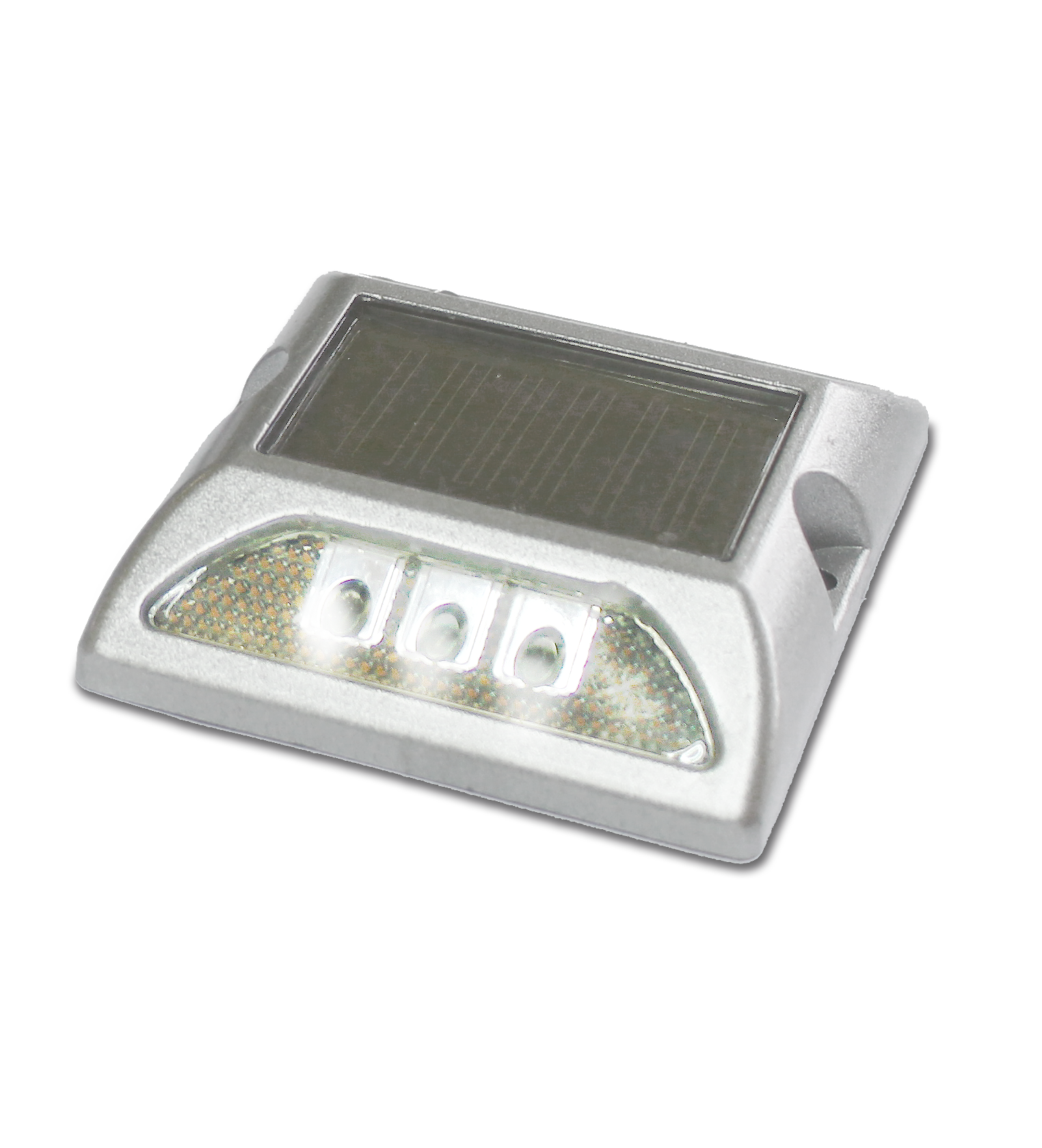 Tacha vialidad solar sin vástago 12,5x10,5x2,5cm doble Led - Blanco