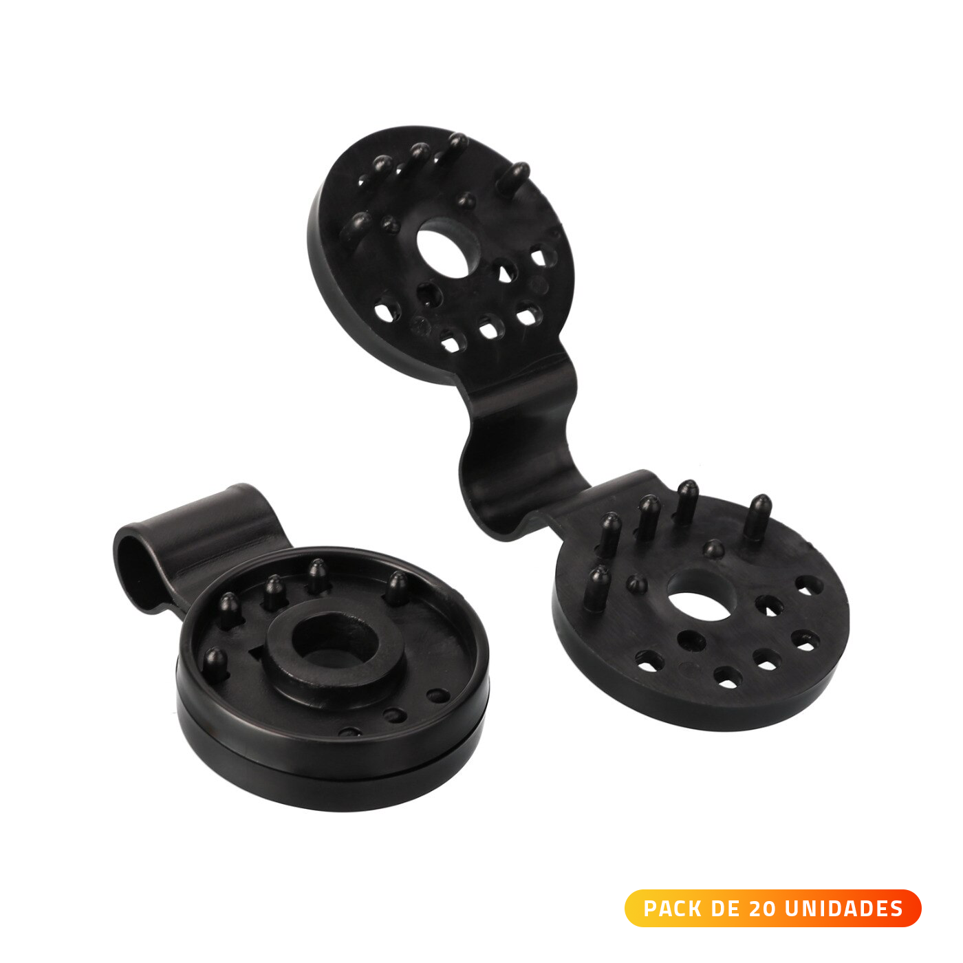 Set de 20 clips de PVC para malla Raschel color negro