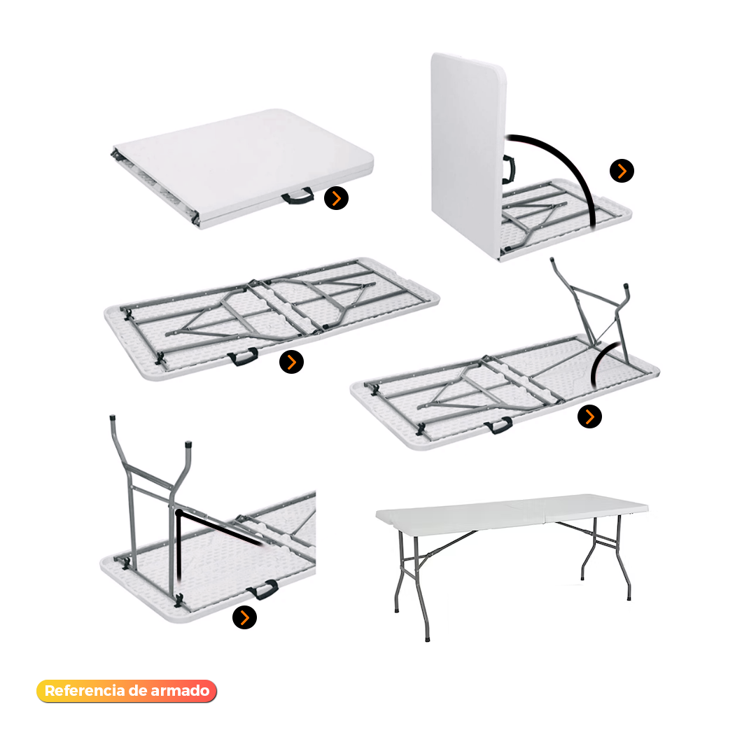 Mesa Plegable 180x70x74cm - tipo maleta - Imagen 3