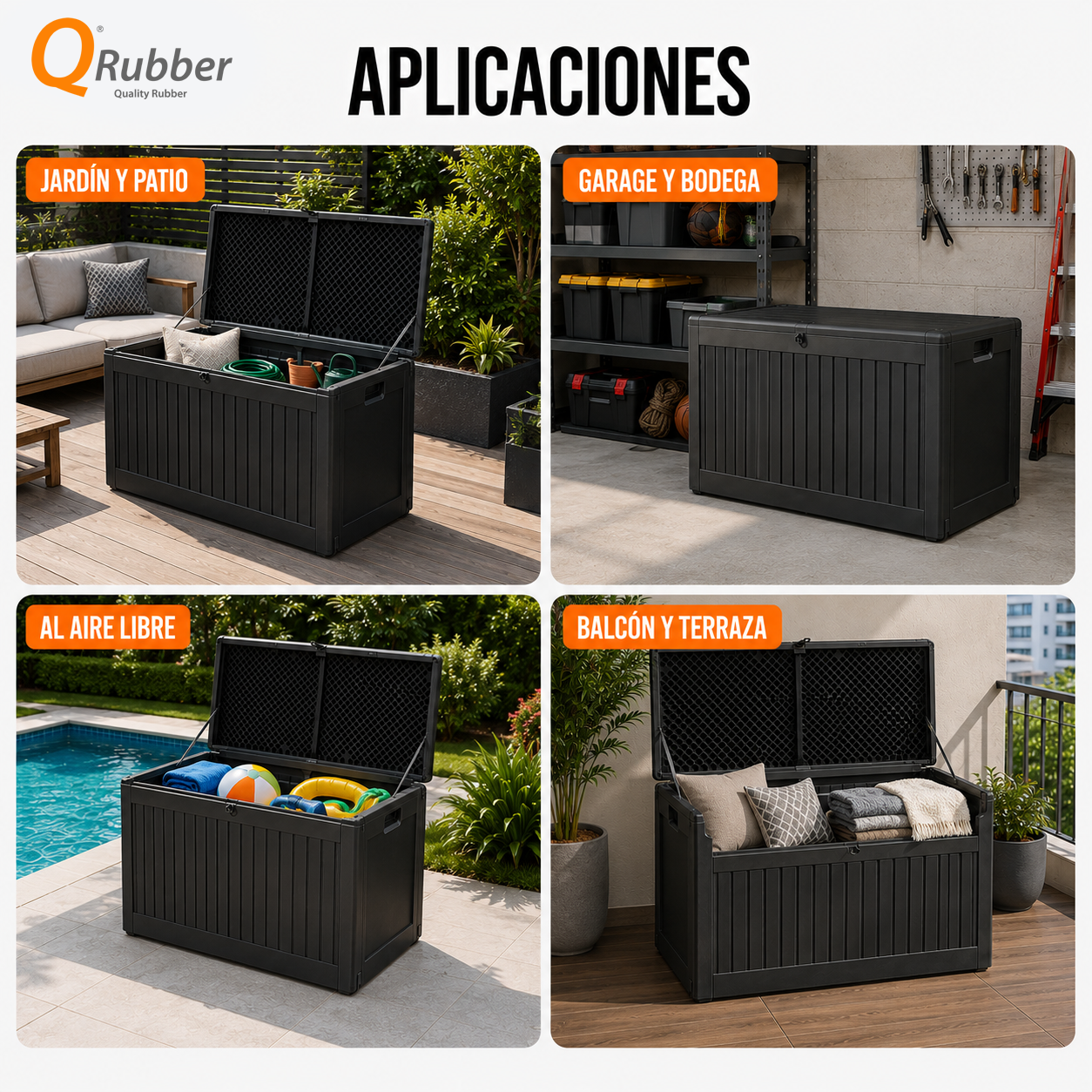 Bodega multiuso tipo baúl para exterior color negro/gris 109x51x55cm cap 270lts - Imagen 10