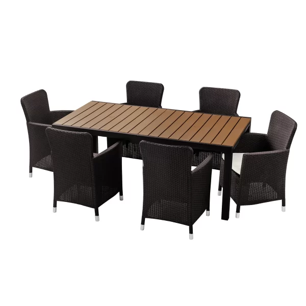 Comedor con 6 puestos | Modelo Capri | color café oscuro – MQ