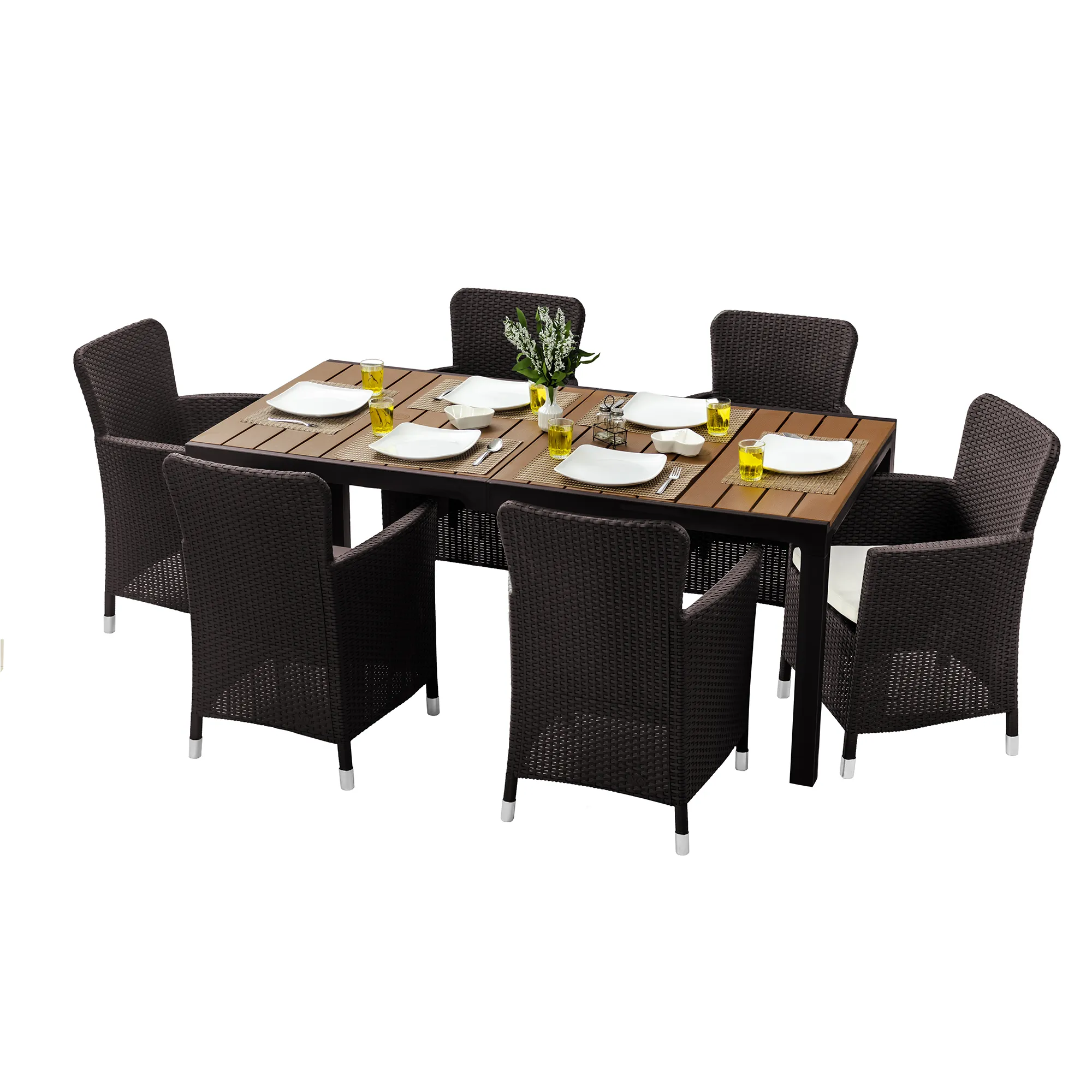 Comedor con 6 puestos Modelo Capri color café oscuro - MQ - Imagen 2