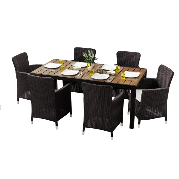 Comedor con 6 puestos | Modelo Capri | color café oscuro – MQ - Imagen 2