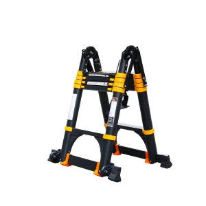 Escalera de aluminio telescópica tipo multiuso 3,2mts color negro/amarilla