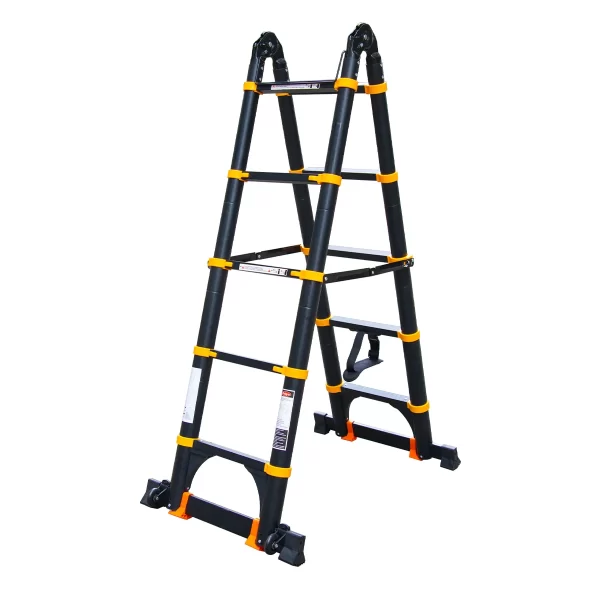 Escalera de aluminio telescópica | tipo multiuso | 3,2mts | color negro/amarilla - Imagen 2