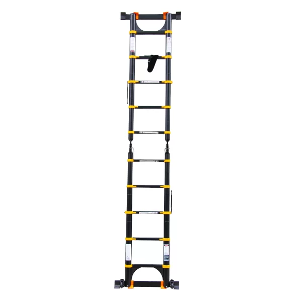 Escalera de aluminio telescópica | tipo multiuso | 3,2mts | color negro/amarilla - Imagen 3