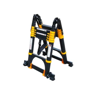Escalera de aluminio telescópica tipo multiuso 3,8mts color negro/amarilla