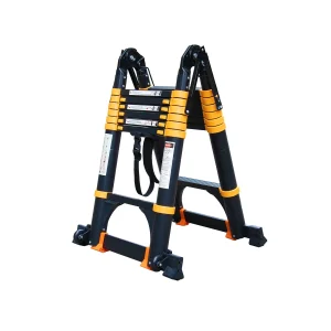 Escalera de aluminio telescópica tipo multiuso 4,4mts color negro/amarilla