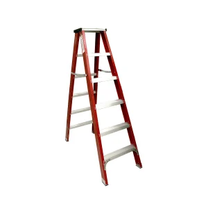 Escalera fibra de vidrio tipo tijera doble acceso 6 peldaños 1.7mt