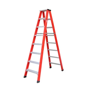 Escalera fibra de vidrio tipo tijera doble acceso 8 peldaños 2.3mt