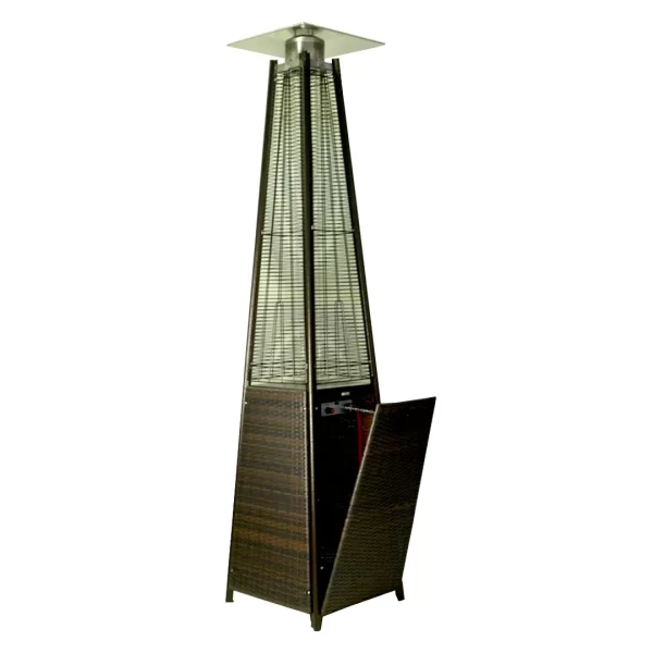 Estufa calefactor exterior de patio terraza tipo pirámide estilo rattan - Imagen 2