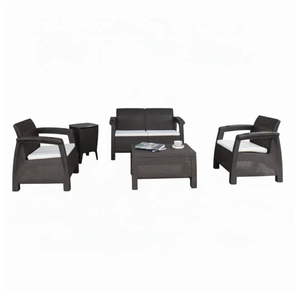 Set Juego terraza + Cooler table Ferrara | Modelo Comfort | color café oscuro – MQ