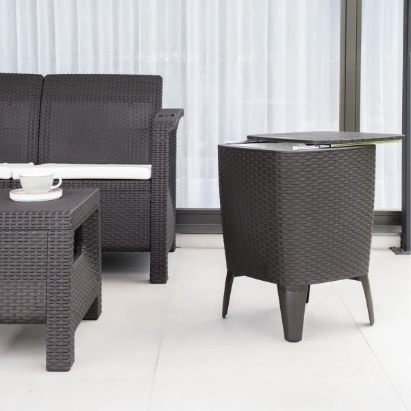 Set Juego terraza + Cooler table Ferrara | Modelo Comfort | color café oscuro – MQ - Imagen 4